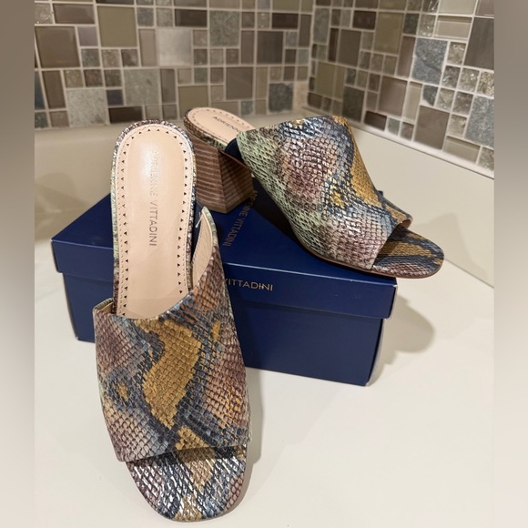 Adrienne Vittadini Snake Print Block Heel Mules - Picture 7 of 7